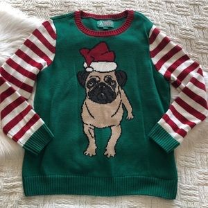 Ugly Christmas Sweater Santa Pug Pullover Sweater